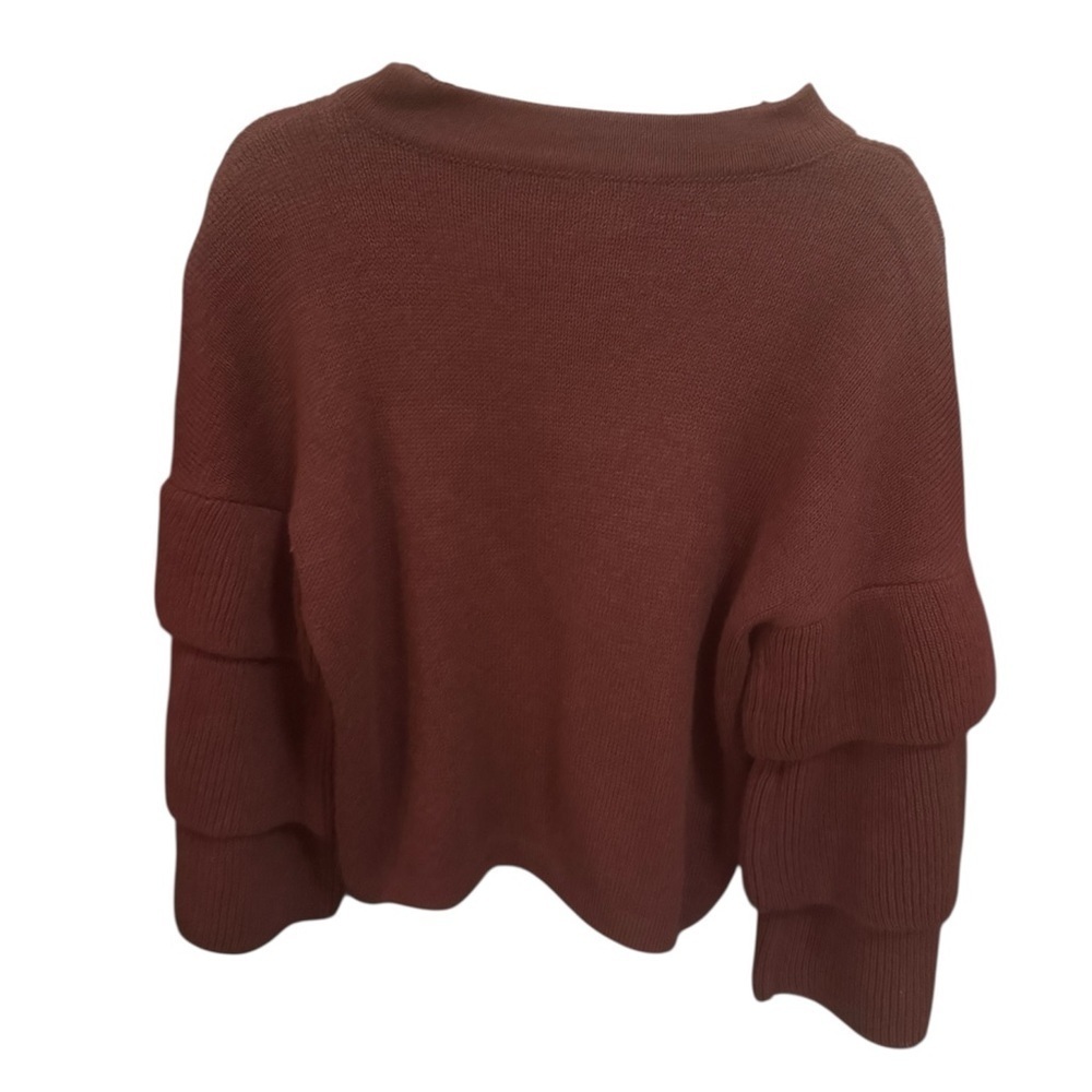 Maroon Ruffle Sleeve Sweater - Picture 2 of 3